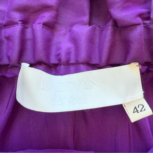 LANVIN by Alber Elbaz Purple Silk Strapless Dress Size 42 FR or 10 US Authentic - Picture 5 of 8
